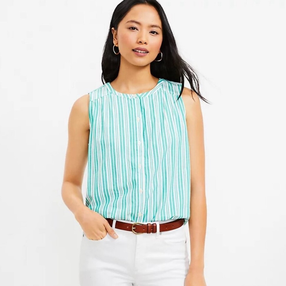 LOFT Sleeveless Button-Up Blouse